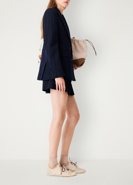 Maje Double-breasted blazer in wolblend met krijtstreep - detail 2 donkerblauw