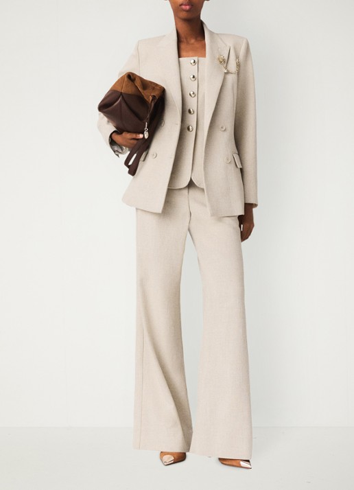Maje Double-breasted blazer met klepzakken - voorkant 5 beige