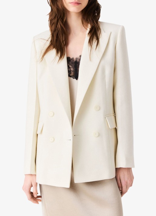 Maje Double-breasted blazer met klepzakken - detail 4 beige