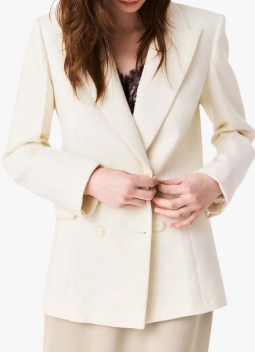 Maje Double-breasted blazer met klepzakken - detail 7 beige