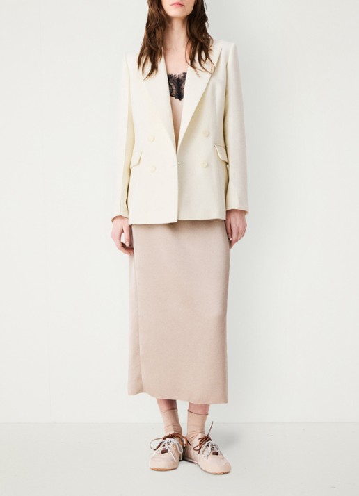 Maje Double-breasted blazer met klepzakken - voorkant 2 beige