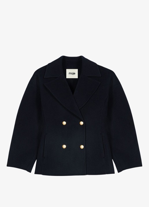Maje Double-breasted jack met steekzakken - voorkant 2 donkerblauw