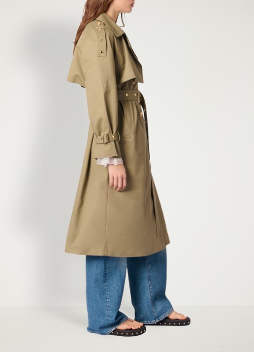 Maje Double-breasted trenchcoat met ceintuur - detail 5 khaki