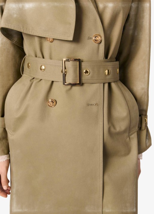 Maje Double-breasted trenchcoat met ceintuur - detail 7 khaki