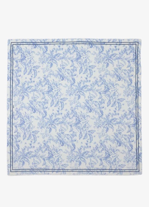 Maje Echaleblue sjaal in wolblend met print 140 x 140 cm  - achterkant lichtblauw