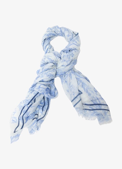 Maje Echaleblue sjaal in wolblend met print 140 x 140 cm  - detail 6 lichtblauw