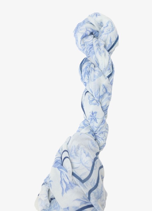 Maje Echaleblue sjaal in wolblend met print 140 x 140 cm  - detail 7 lichtblauw