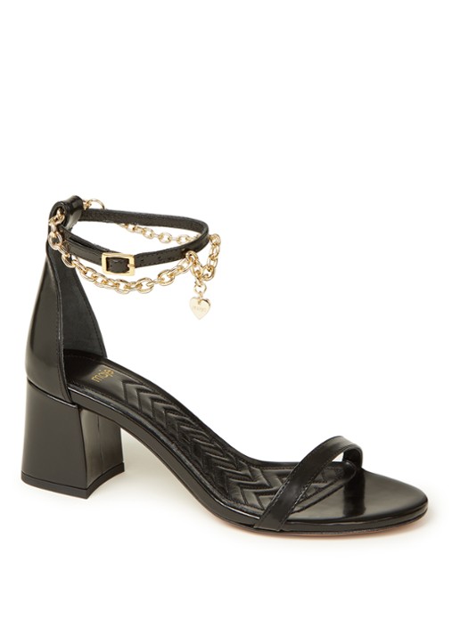 Maje Fever Low sandalette van leer - voorkant zwart