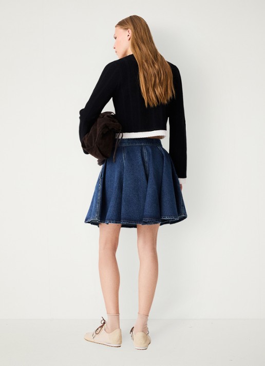 Maje Fijngebreid cropped vest met ronde hals - achterkant 8 zwart