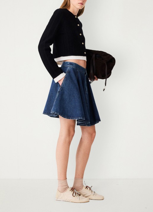 Maje Fijngebreid cropped vest met ronde hals - detail 4 zwart