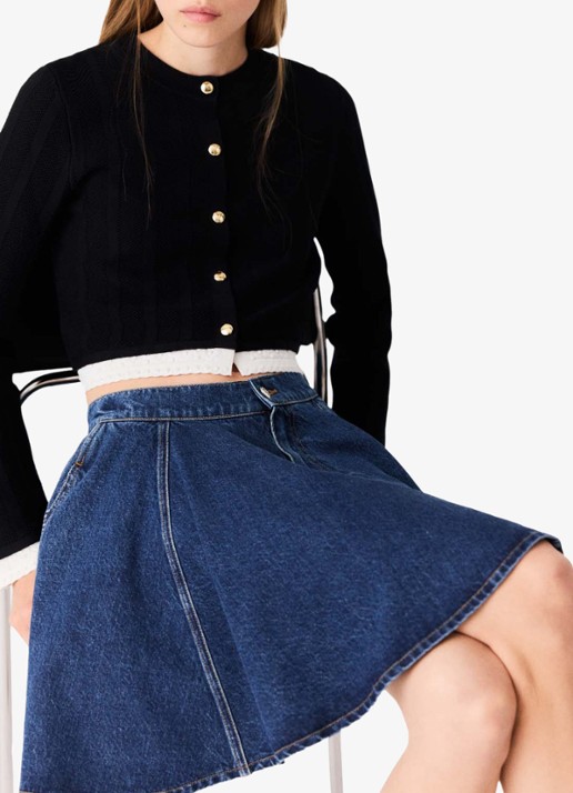 Maje Fijngebreid cropped vest met ronde hals - detail 5 zwart