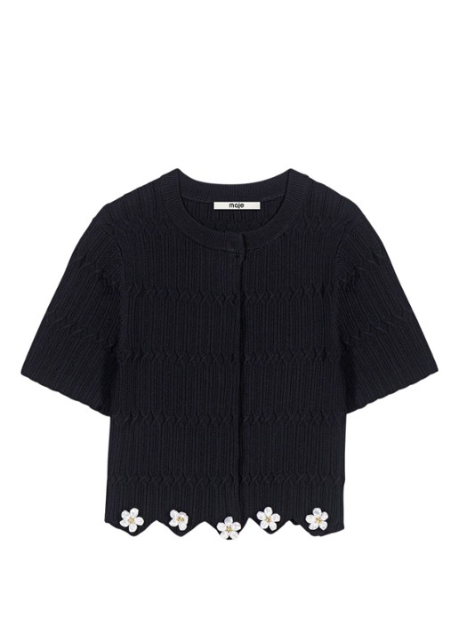 Maje Fijngebreid cropped vest met sierknopen - voorkant 7 jeans