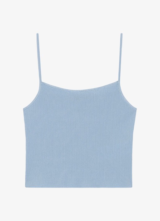 Maje Fijngebreid vest en top met spaghettibandjes - detail 6 lichtblauw