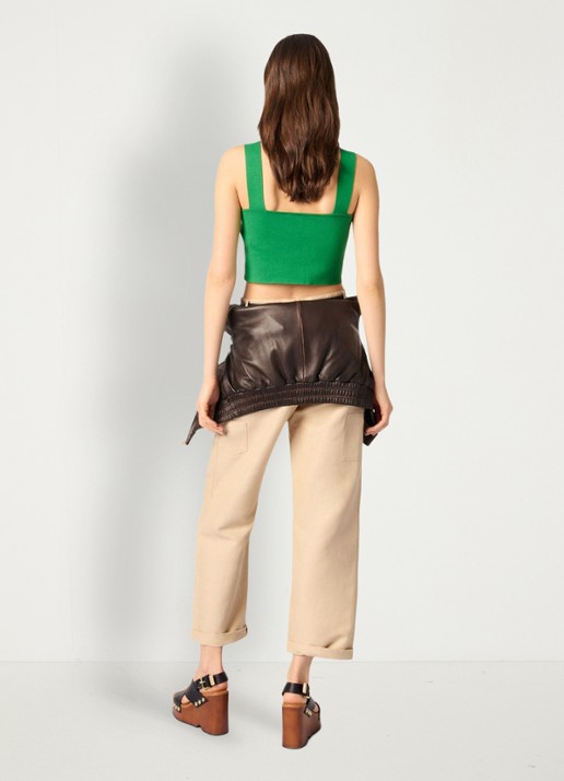 Maje Fijngebreide crop top met stretch - achterkant 6 groen