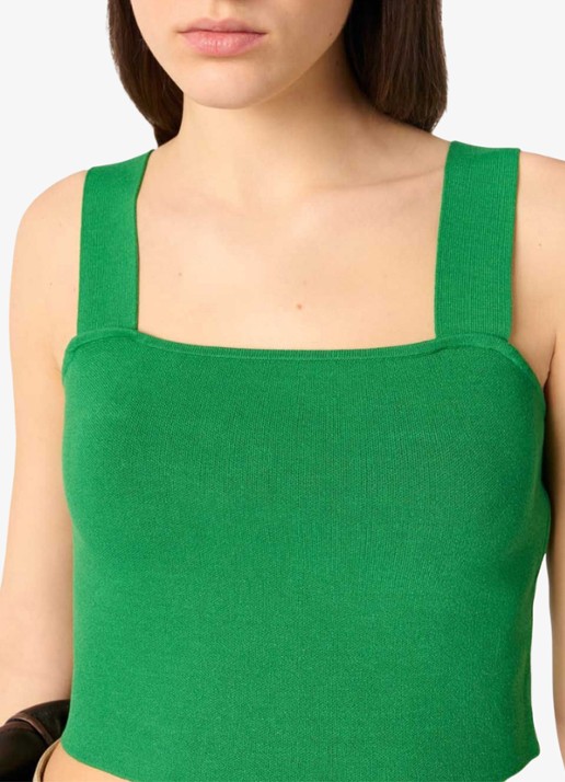 Maje Fijngebreide crop top met stretch - detail 5 groen