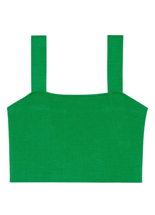 Maje Fijngebreide crop top met stretch - voorkant groen