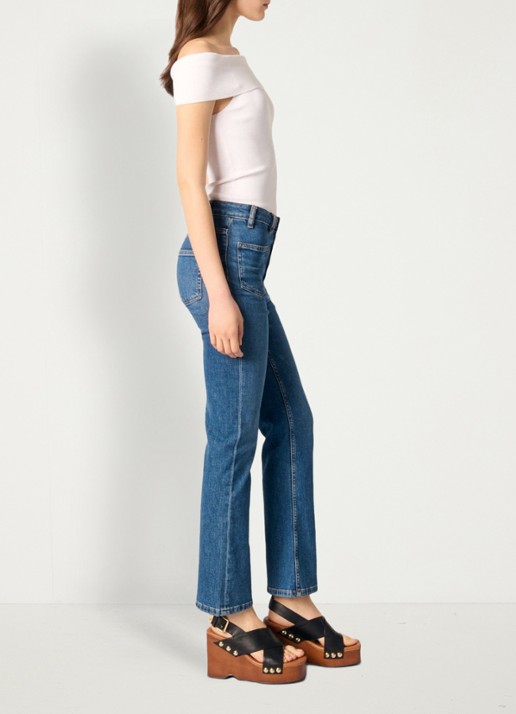 Maje Fijngebreide off shoulder top - detail 4 wit