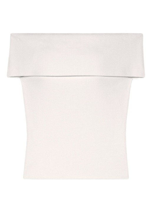 Maje Fijngebreide off shoulder top - voorkant wit