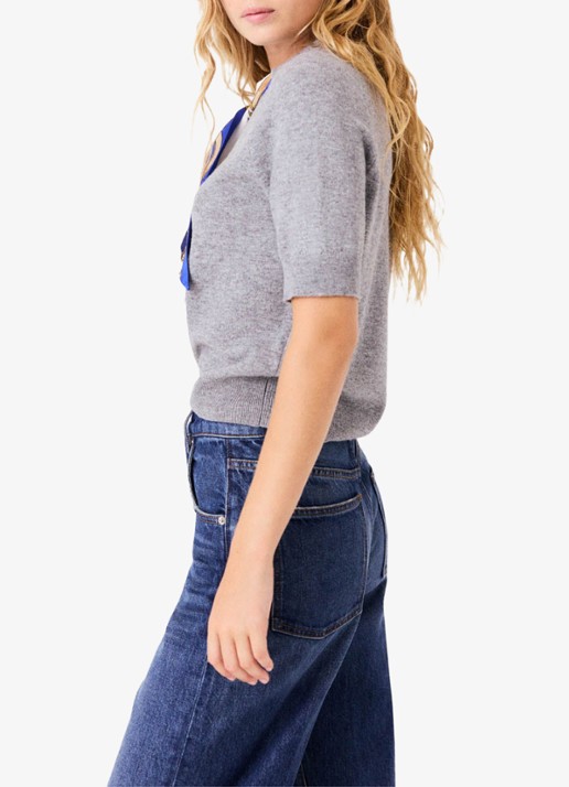 Maje Fijngebreide pullover met sjaalkraag