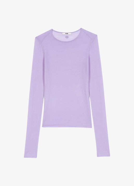 Maje Fijngebreide pullover van mesh - voorkant parma violet / paars