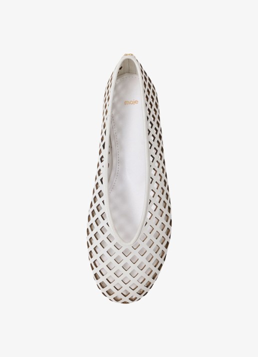 Maje Filaria ballerina van leer met cut-out details - detail 5 wit