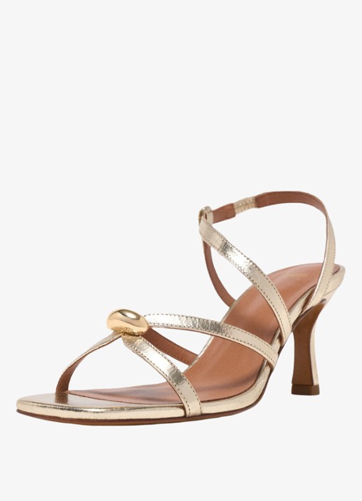 Maje Fivetamet sandalette van geitenleer met metallic finish  - detail 6 goud
