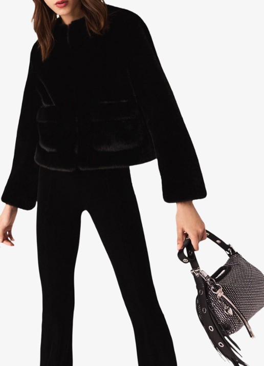Maje Flared fit broek van fluweel  - detail 2 zwart