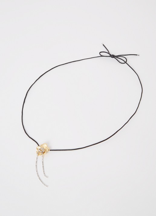 Maje Flower chocker met glassteen - detail goud
