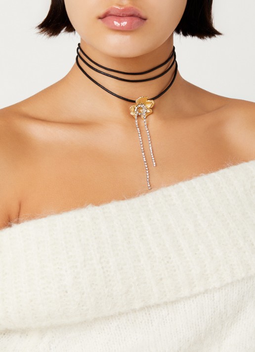 Maje Flower chocker met glassteen - voorkant 5 goud