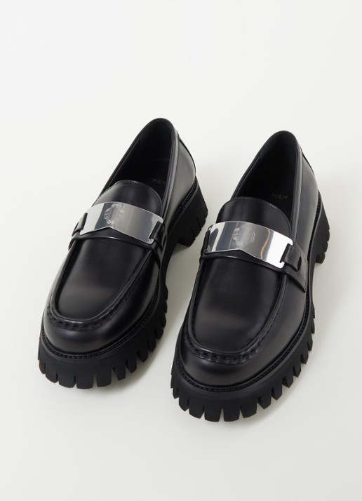 Maje Foroffice loafer van leer - detail 2 zwart