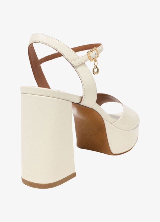 Maje Fralow sandalette van leer met plateauzool - achterkant 3 beige