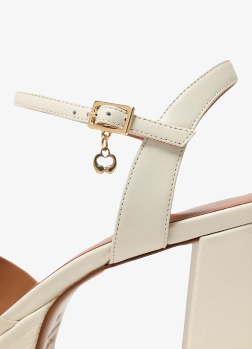 Maje Fralow sandalette van leer met plateauzool - detail 4 beige