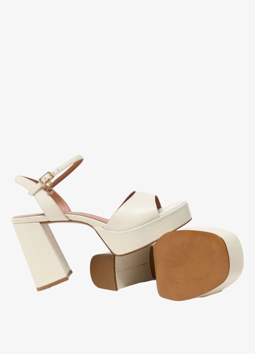 Maje Fralow sandalette van leer met plateauzool - detail 5 beige