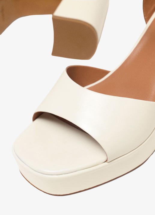 Maje Fralow sandalette van leer met plateauzool - detail 6 beige