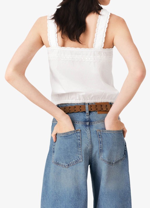 Maje Gecropte top met kantbies - achterkant 3 wit