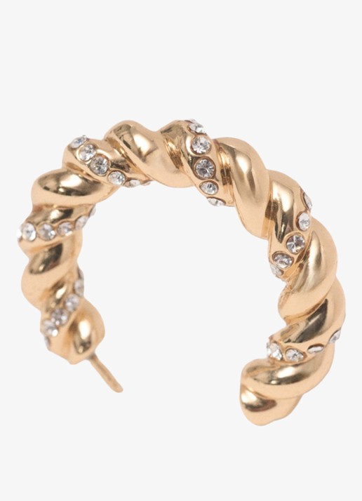 Maje Gedraaide hoepel oorbellen met strass - detail 4 goud