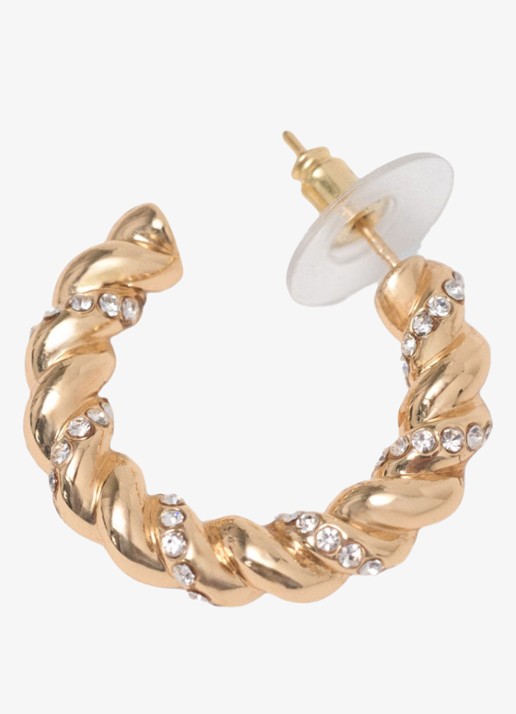 Maje Gedraaide hoepel oorbellen met strass
