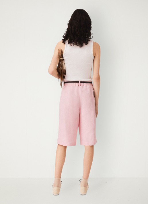 Maje Geplooide linnen blend Bermudashort - achterkant 3 roze