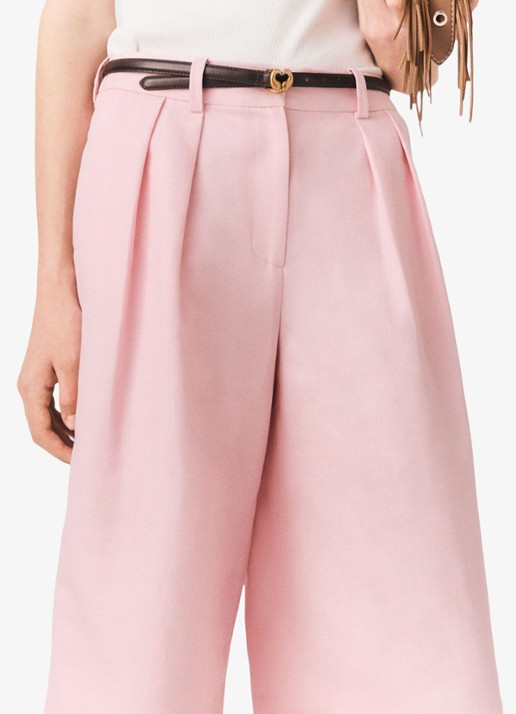 Maje Geplooide linnen blend Bermudashort - detail 7 roze