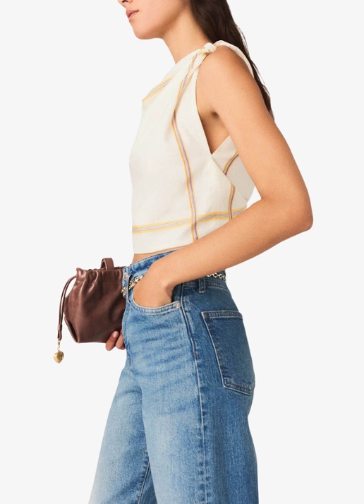 Maje Geprinte rugdecolleté crop top - detail 5 wit