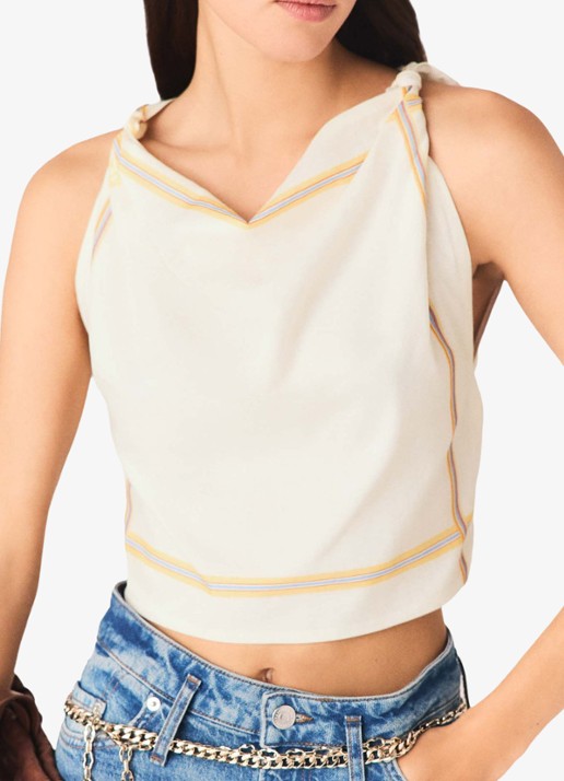 Maje Geprinte rugdecolleté crop top - detail 7 wit