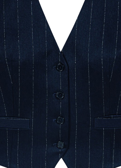 Maje Gilet in wolblend met krijtstreep - detail 6 donkerblauw