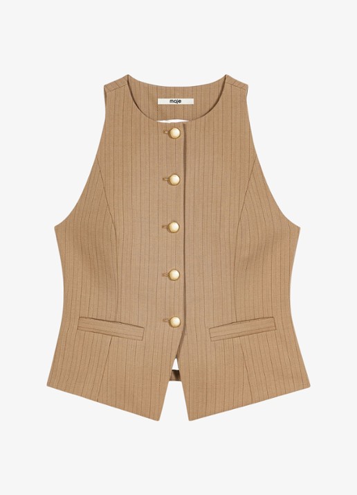 Maje Gilet in wolblend - voorkant 2 beige