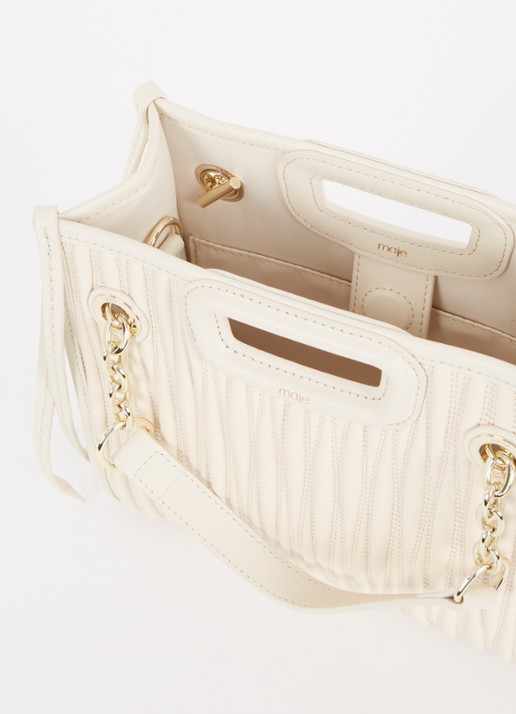 Maje Handtas van leer met quilt patroon - detail 2 creme