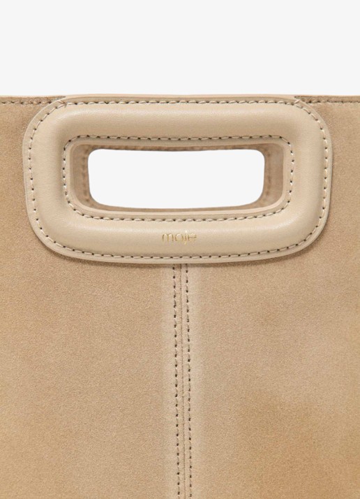 Maje Handtas van suède met afneembare schouderriem - detail 2 beige