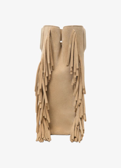 Maje Handtas van suède met afneembare schouderriem - detail 3 beige