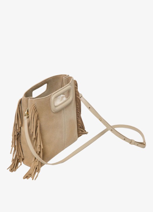 Maje Handtas van suède met afneembare schouderriem - detail 4 beige