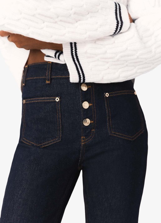 Maje High slim fit leg jeans met donkere wassing - detail 4 dark blue / blauw