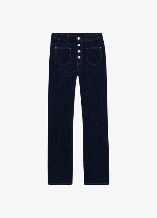 Maje High slim fit leg jeans met donkere wassing - voorkant 7 dark blue / blauw