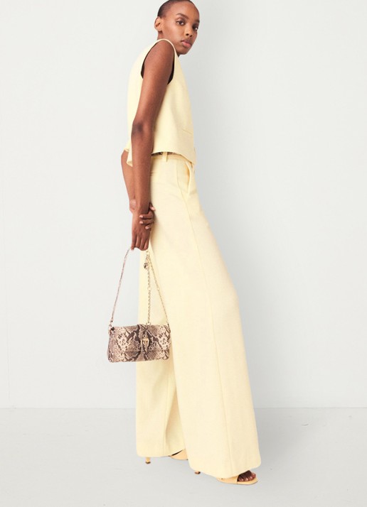 Maje High waist flared fit pantalon met steekzakken - detail 3 lichtgeel